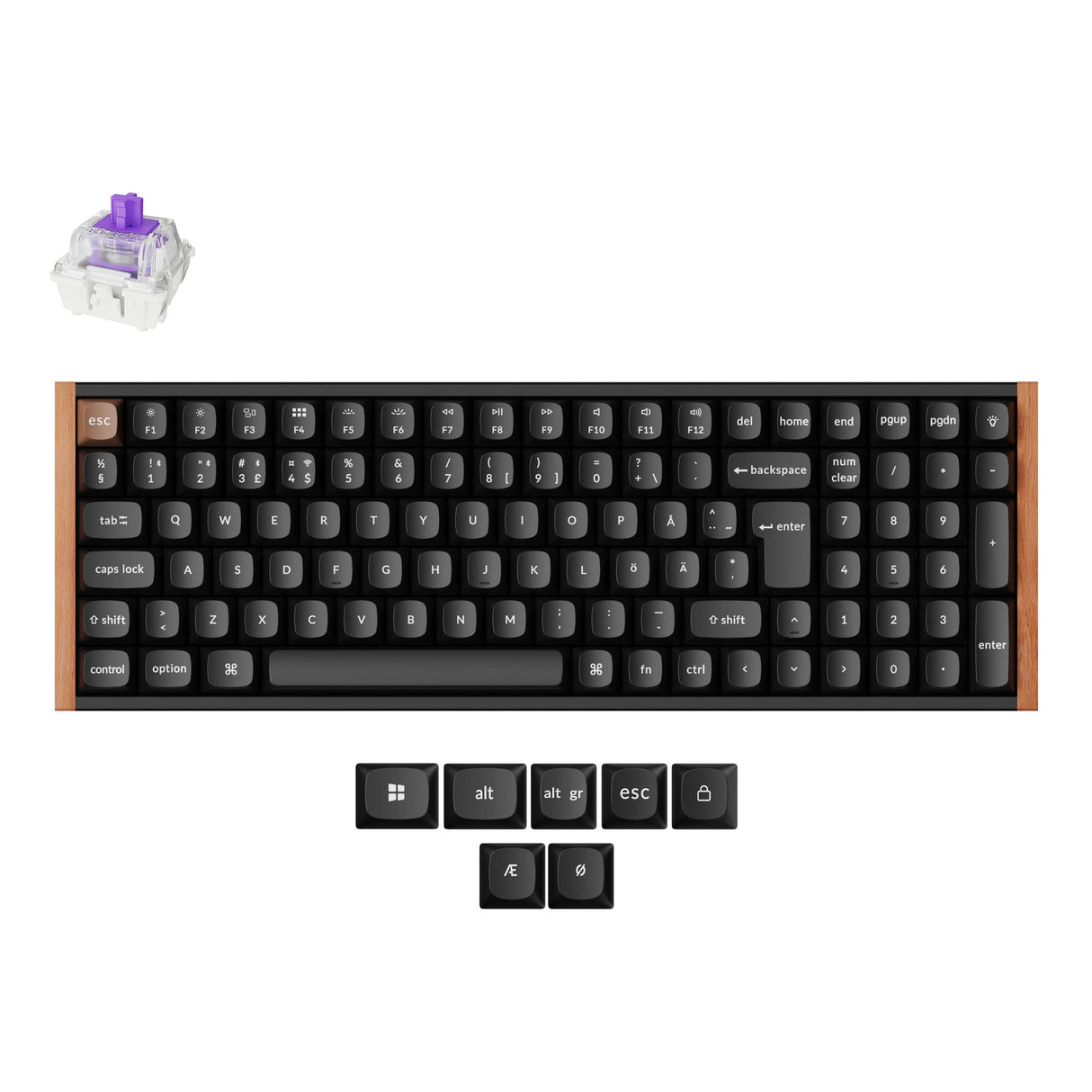 Keychron K4 HE 96 Percent Layout Wireless Magnetic Switch Custom Keyboard Special Edition Wooden Black RGB Backlight Double-Shot PBT Keycaps ISO-BO