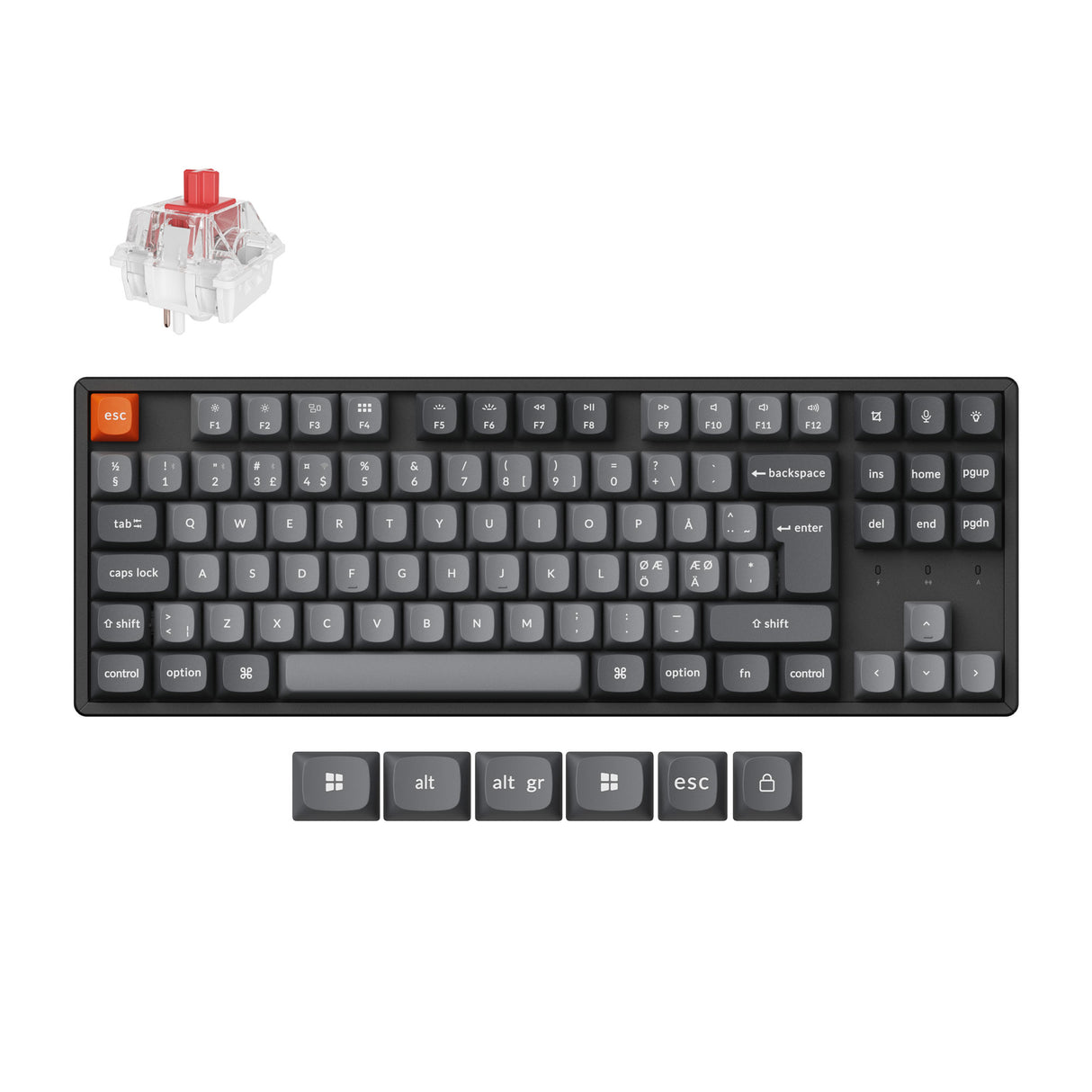 Keychron K8 Max QMK Wireless Custom Mechanical Keyboard RGB Backlight TKL Layout Fully Assembled for Mac Windows Linux Hot Swappable Keychron Super Red