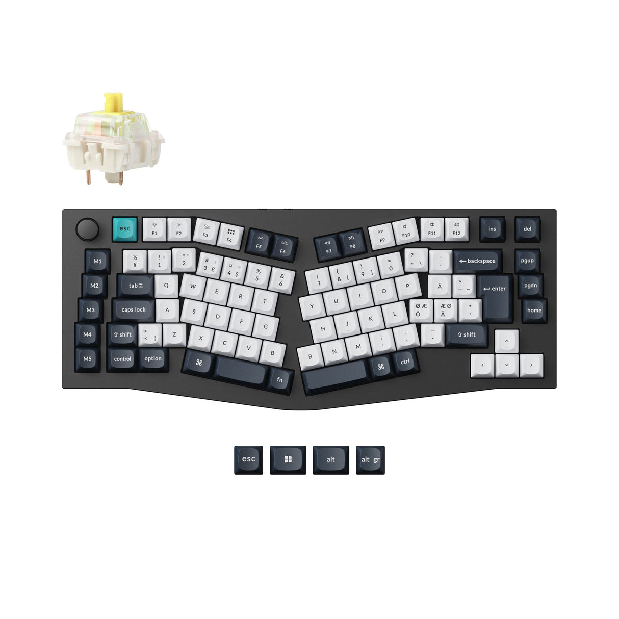 Keychron Q10 Pro QMK/VIA wireless custom mechanical keyboard 75 percent Alice layout full aluminum black for Mac Windows Linux Gateron Jupiter banana ISO Nordic layout