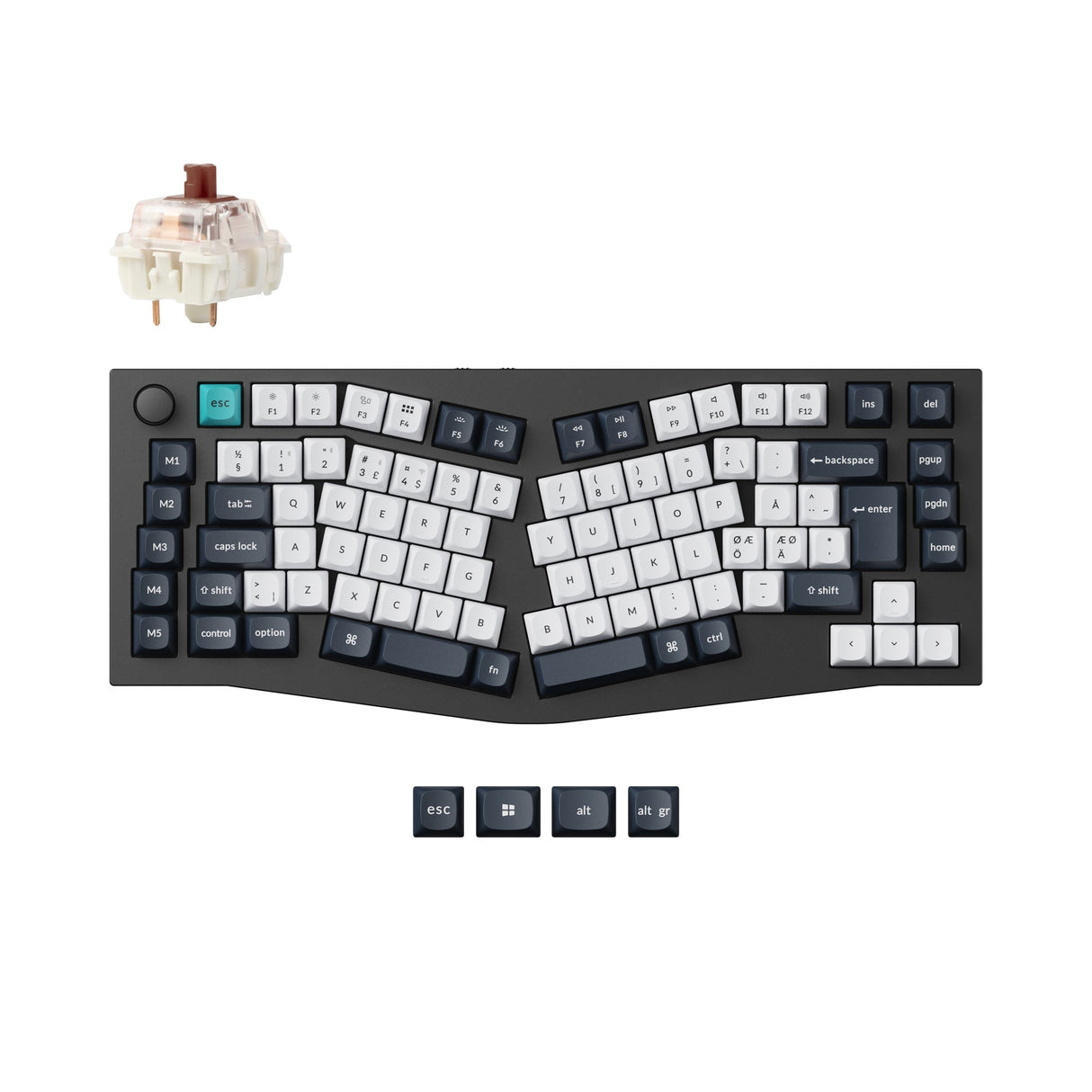 Keychron Q10 Pro QMK/VIA wireless custom mechanical keyboard 75 percent Alice layout full aluminum black for Mac Windows Linux Gateron Jupiter brown ISO Nordic layout