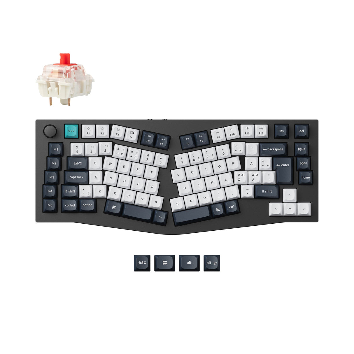Keychron Q10 Pro QMK/VIA wireless custom mechanical keyboard 75 percent Alice layout full aluminum black for Mac Windows Linux Gateron Jupiter red ISO Nordic layout