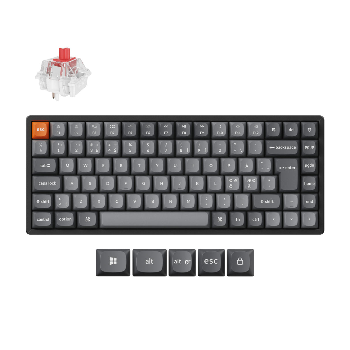 Keychron K2 Max QMK Wireless Custom Mechanical Keyboard RGB Backlight Aluminum Frame 75% Layout Fully Assembled for Mac Windows Linux Hot Swappable Keychron Super Red
