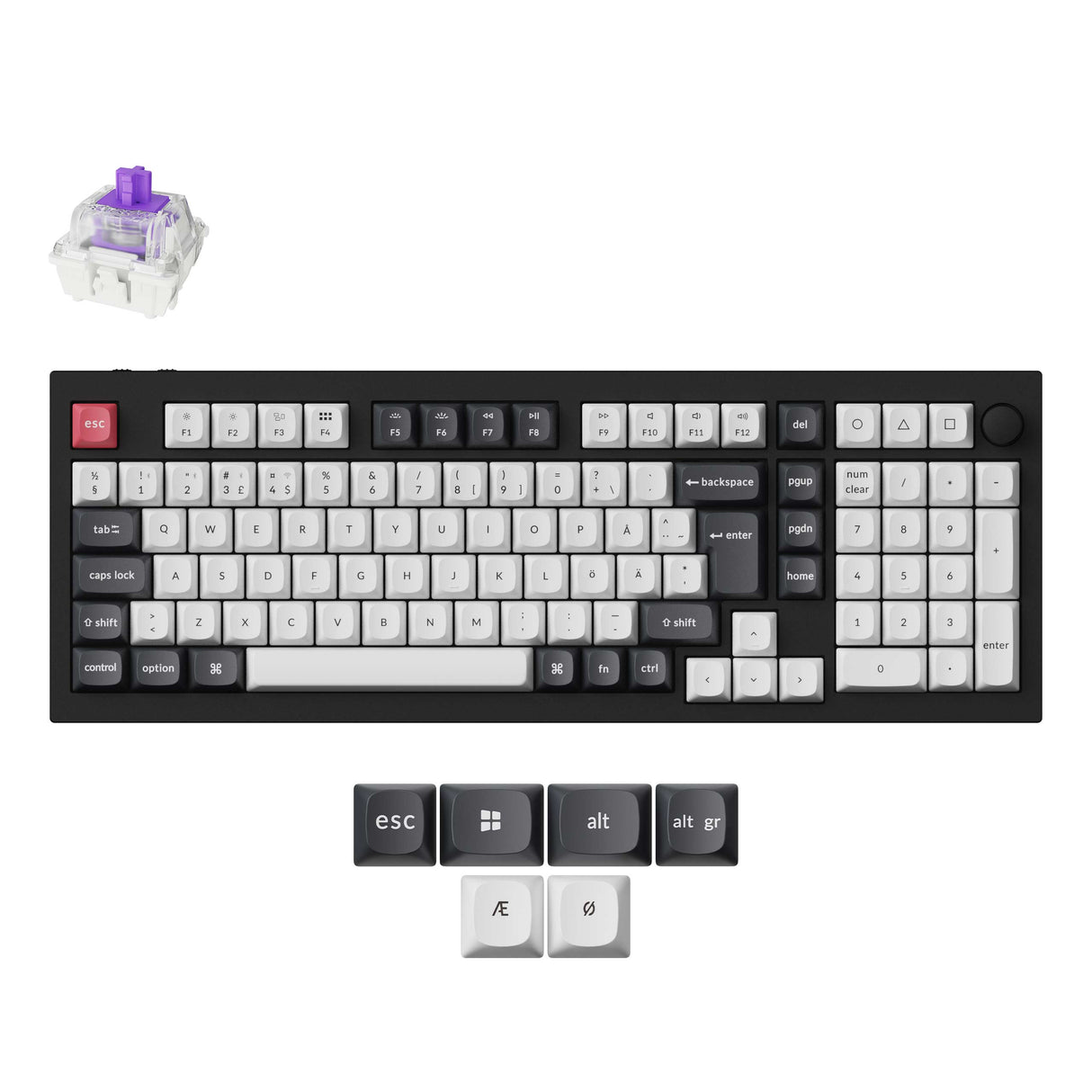 Keychron Q5 HE QMK Wireless Custom Magnetic Switch Keyboard 96% Layout Fully Assembled for Mac Windows Linux Gateron Nebula Switch ISO Nordic Layout