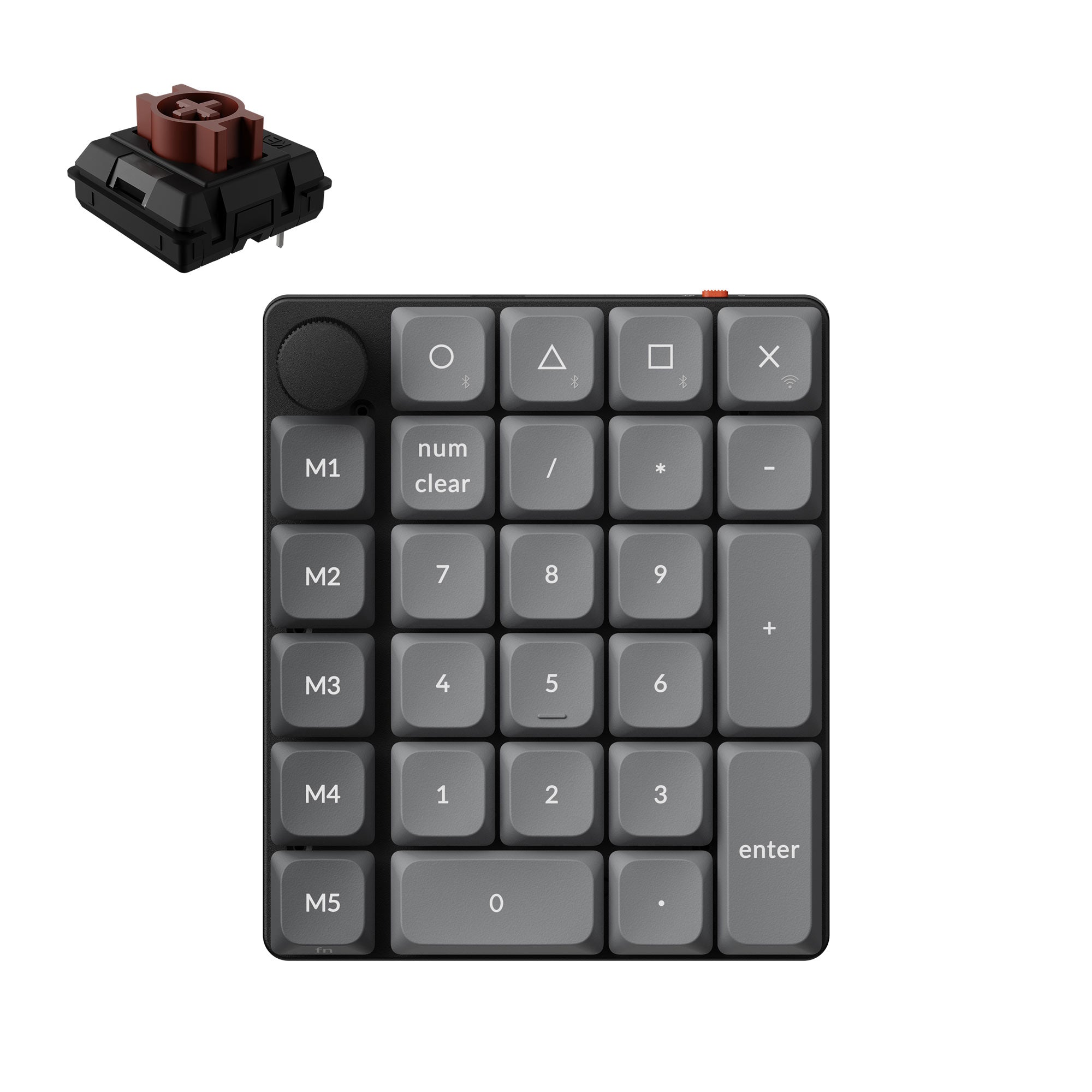 Keychron K0 Max QMK custom number pad fully assembled knob black frame for Mac Windows Linus RGB backlight with hot-swappable Keychron Milk POM switch brown
