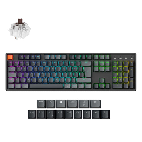 Keychron K10 QMK Wireless Mechanical Keyboard ISO-Nordic Aluminum Brown Switch