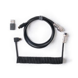 Keychron custom coiled aviator USB type-C cable black color with angled connector