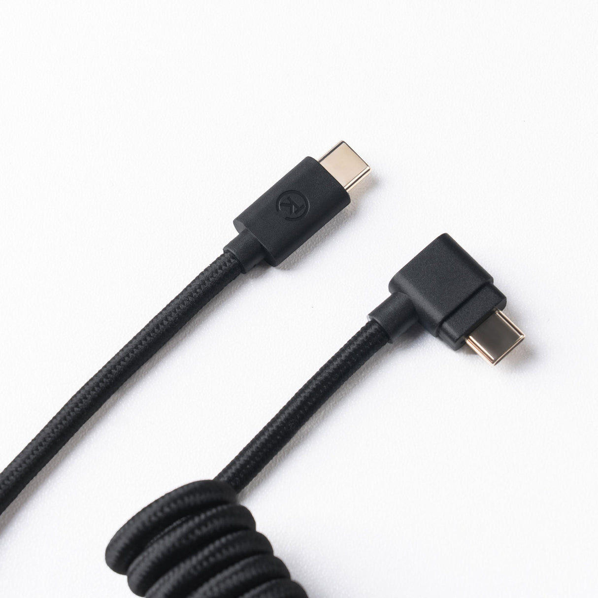 Keychron custom coiled aviator USB type-C cable black color with angled connector