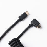 Keychron custom coiled aviator USB type-C cable black color with angled connector